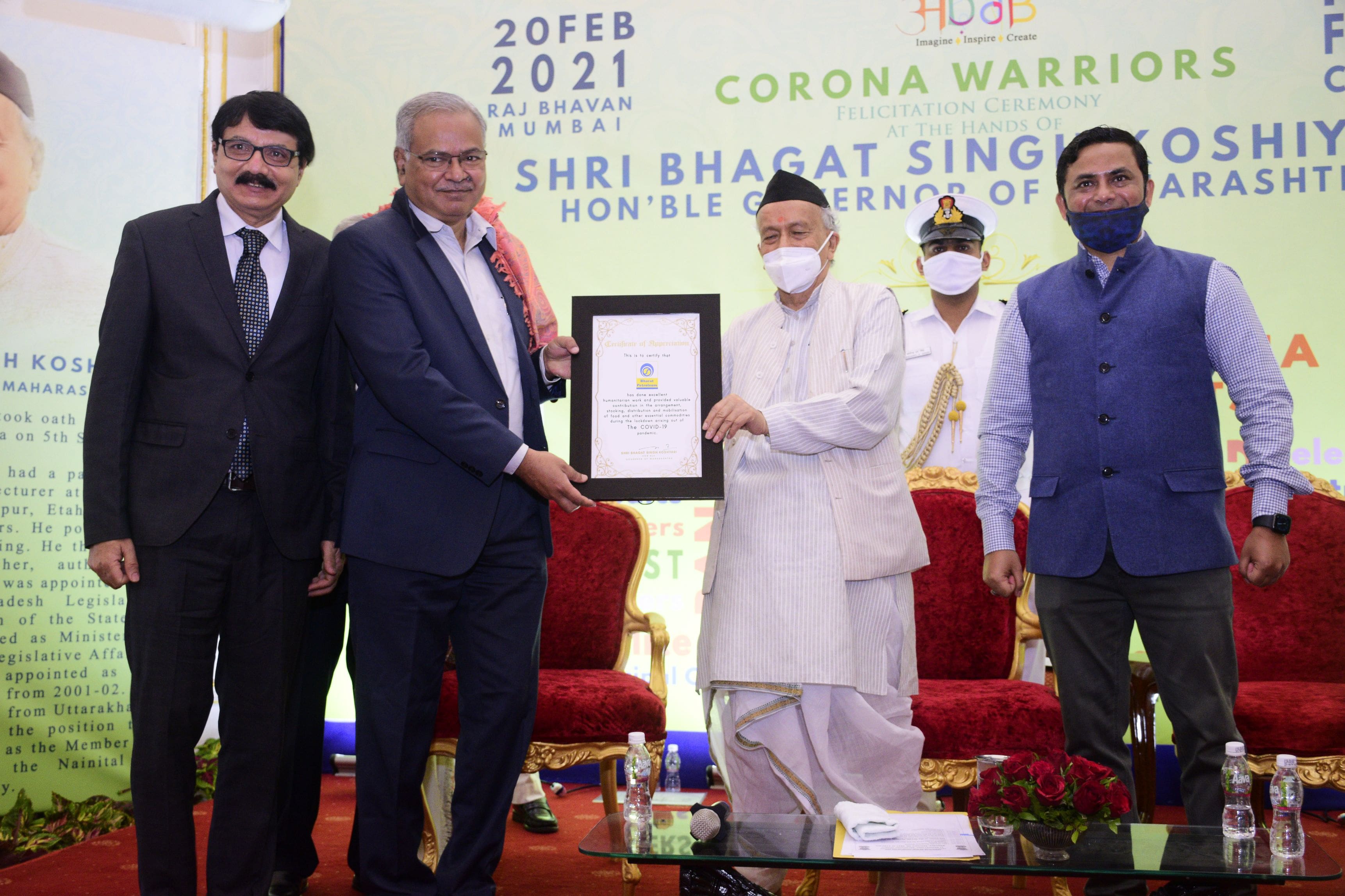 Bharat Petroleum felicitated by Governor of Maharashtra for being country’s ‘Corona Warrior’  