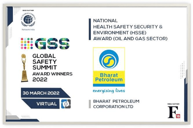 National Health Safety Security and Environment Award’ to BPCL at Global Safety Summit  2022