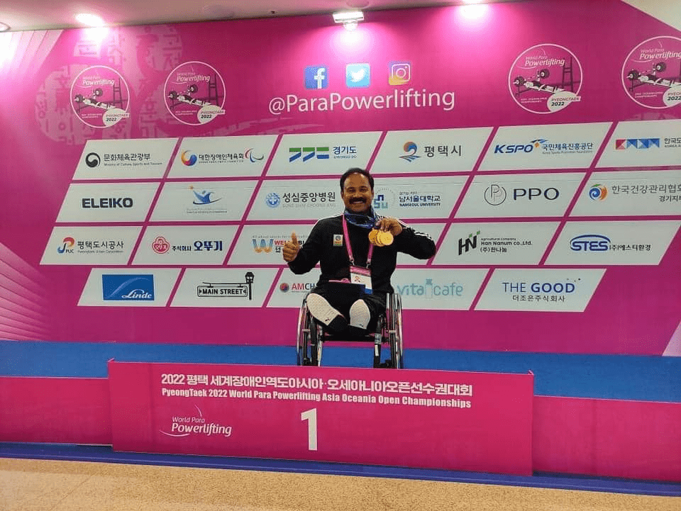 Joby Mathew of BPCL wins 4 Gold Medals at World Para Powerlifting Asia Oceania Championships 2022 