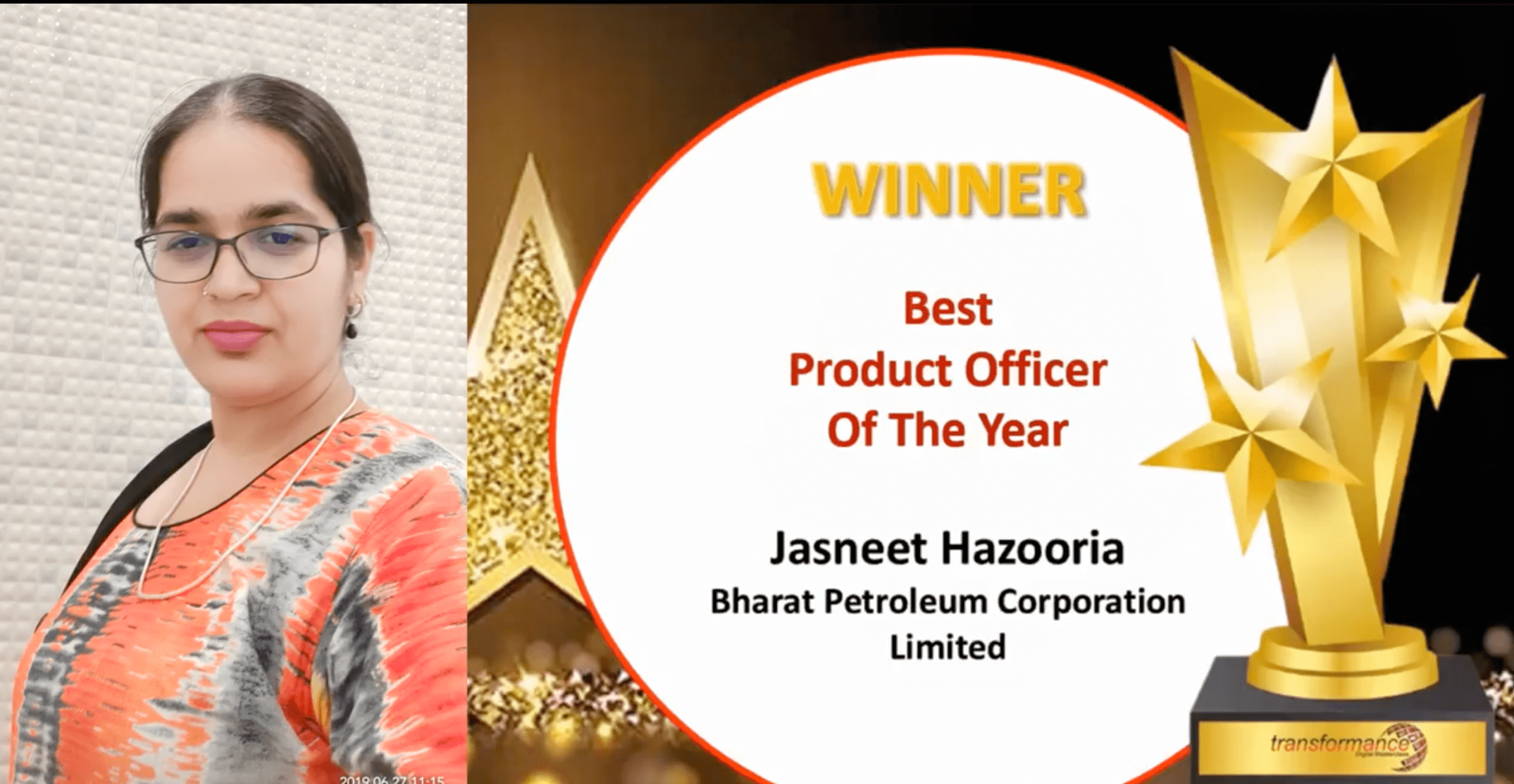 Jasneet Hazooria got ‘Best Product of the Year Award’ for BPCL